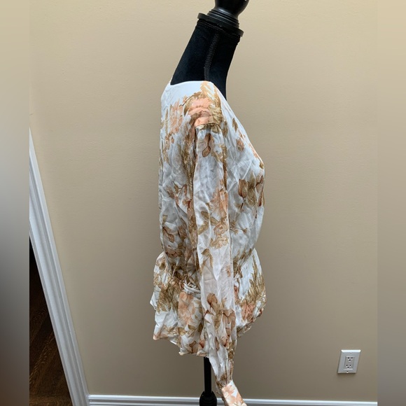 EVER NEW Fitted V-Neck Cross Over Floral Leaf Long Sleeve Blouse Women’s size 10 - Picture 13 of 13